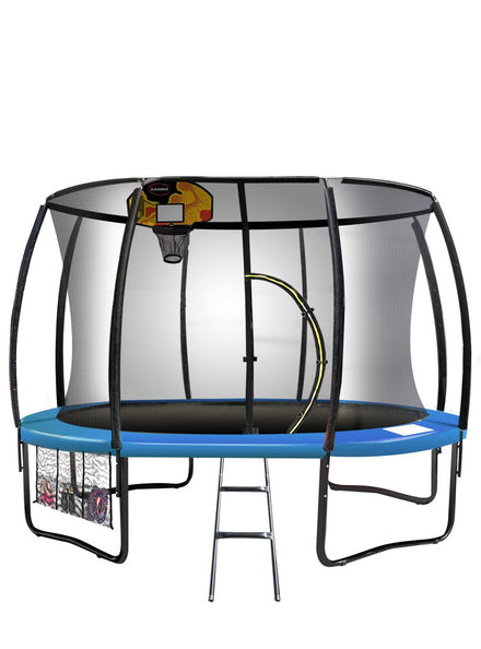 Kahuna 10ft Round Trampoline with Blue Padding Safety Net Basketball Hoop Main Image