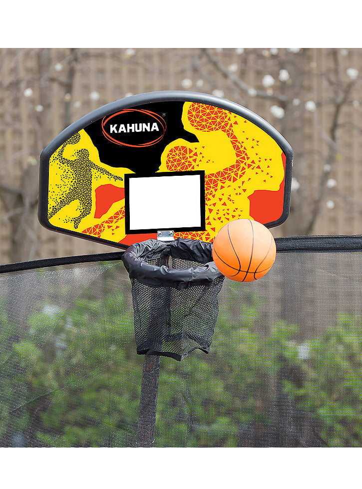 Kahuna 10ft Round Trampoline with Green Padding Safety Net Basketball Hoop Image