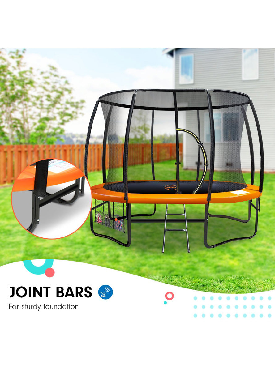 Kahuna 10ft Round Trampoline with Orange Padding and Safety Net Info Image 3