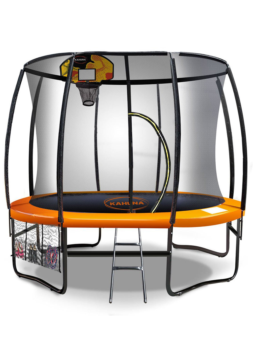 Kahuna 10ft Round Trampoline with Orange Padding Safety Net Basketball Hoop Main Image