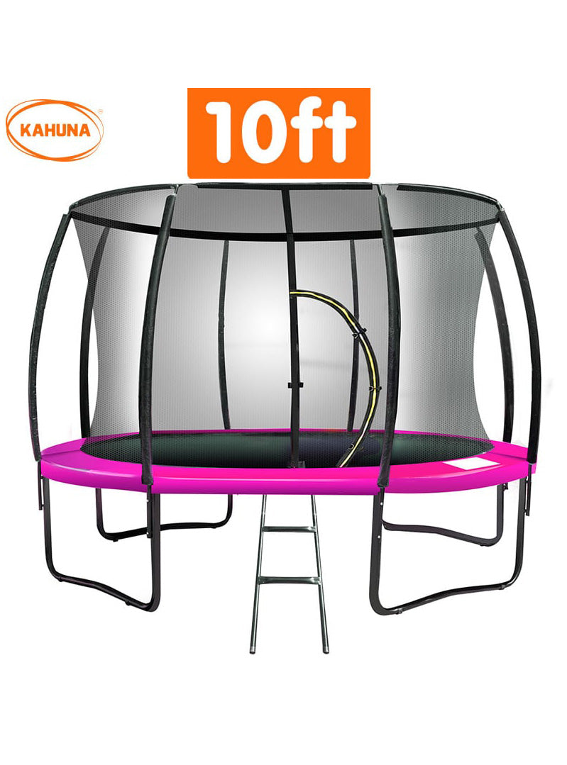 Kahuna 10ft Round Trampoline with Pink Padding and Safety Net Info Image 2