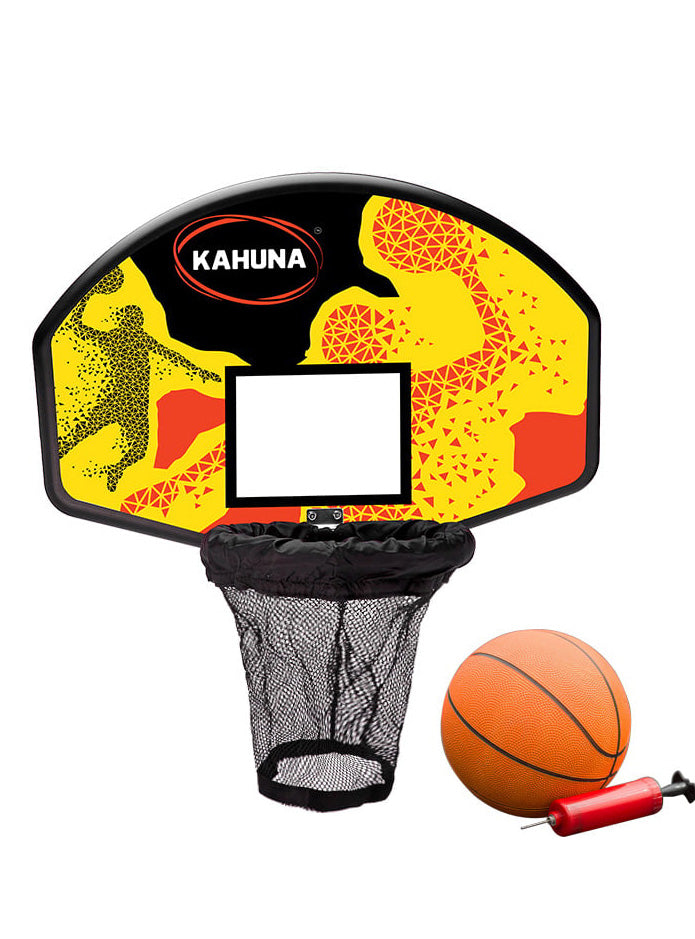 Kahuna 10ft Round Trampoline with Purple Padding Safety Net Basketball Hoop Basketball Image