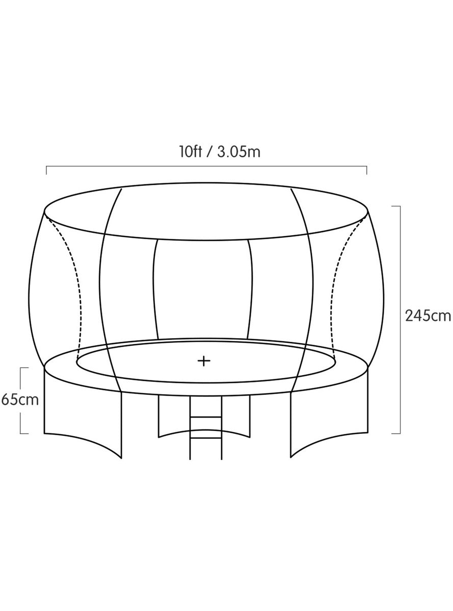 Kahuna 10ft Round Trampoline with Purple Padding Safety Net Basketball Hoop Dimensions Image
