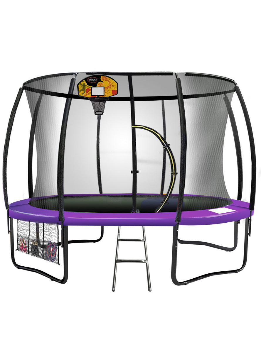 Kahuna 10ft Round Trampoline with Purple Padding Safety Net Basketball Hoop Main Image