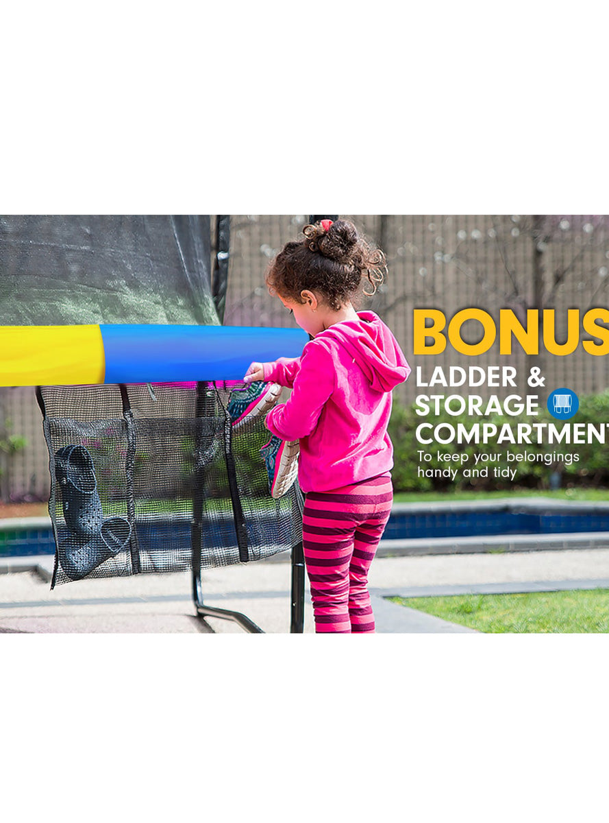 Kahuna 10ft Round Trampoline with Rainbow Padding and Safety Net Info Image 5
