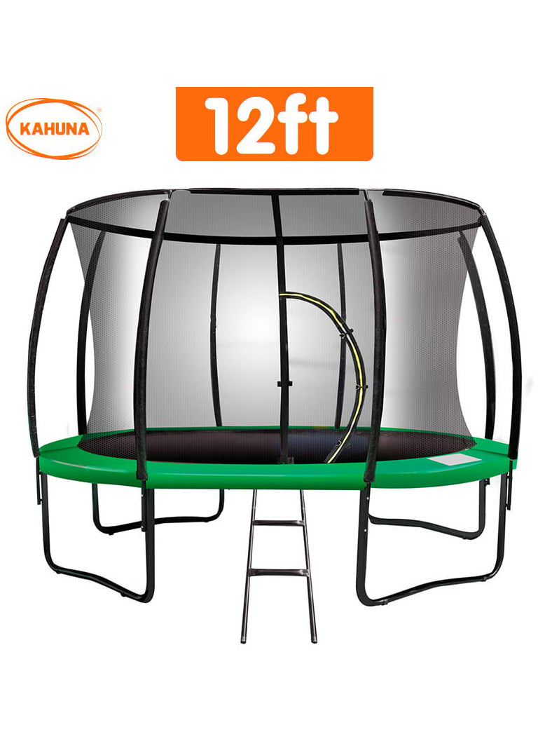 Kahuna 12 Foot Round Trampoline With Safety Net And Green Padding Size Image