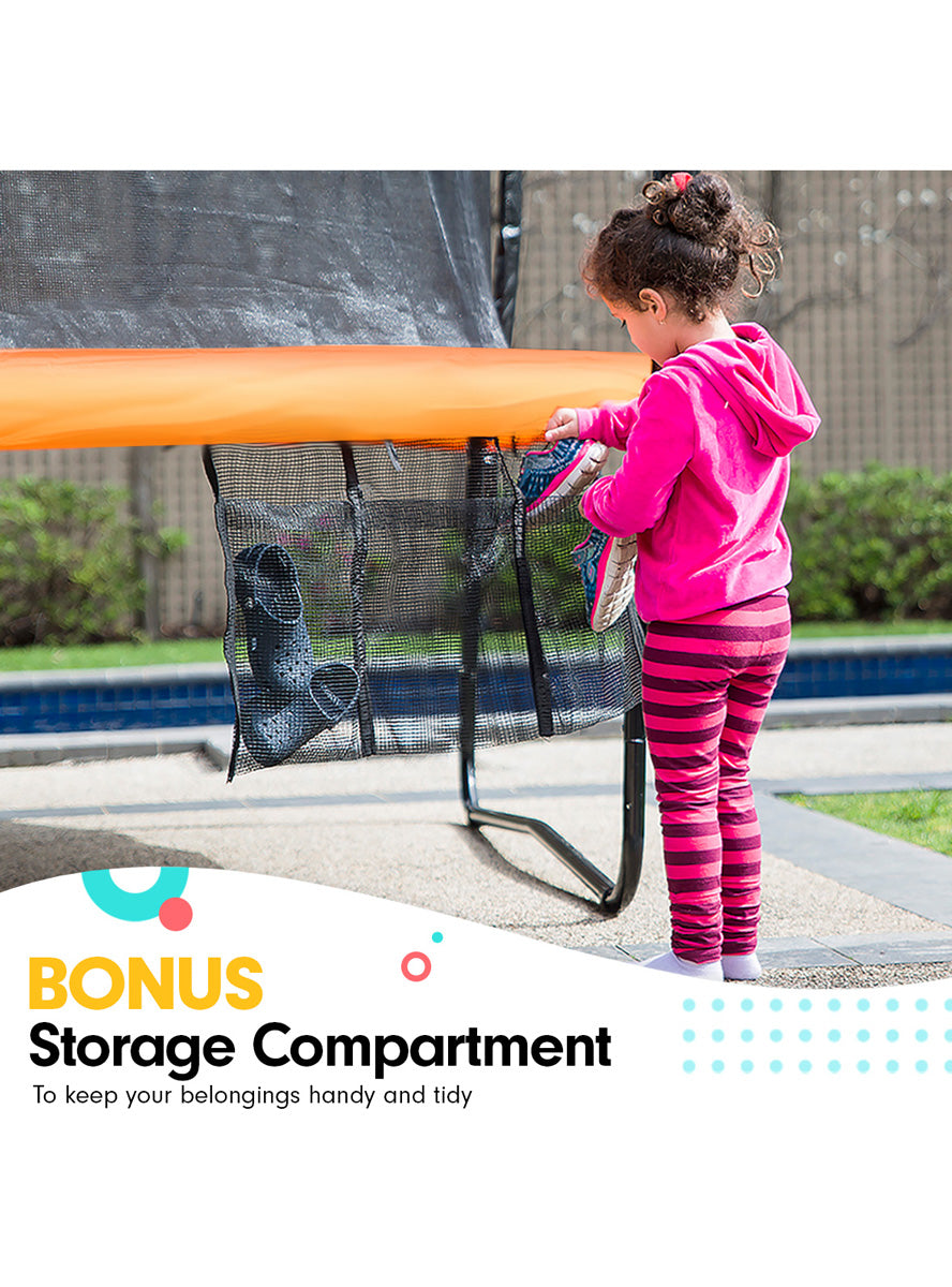 Kahuna 12ft Round Trampoline with Orange Padding Safety Net Basketball Hoop Info Image 4