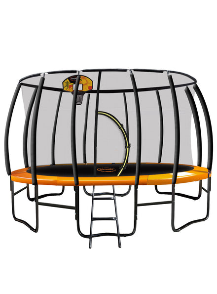 Kahuna 12ft Round Trampoline with Orange Padding Safety Net Basketball Hoop Main Image