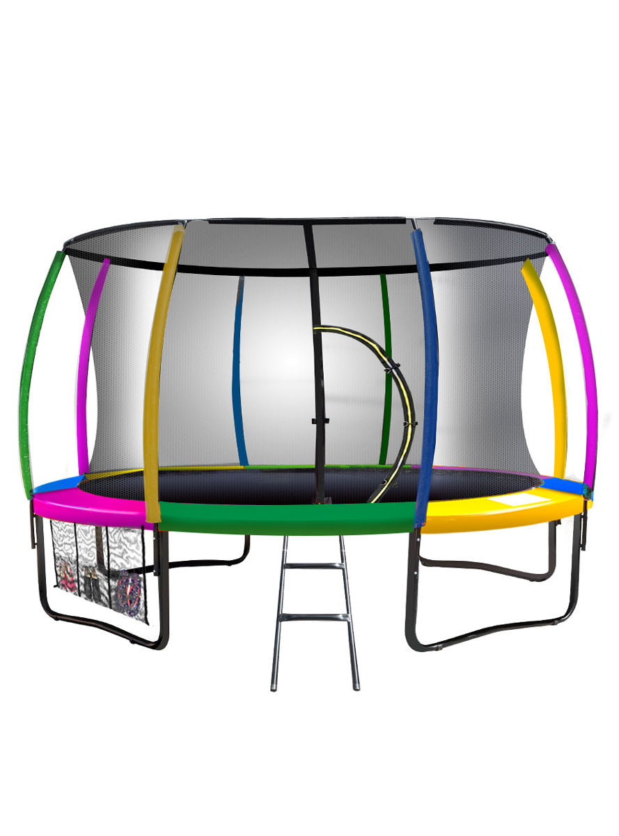 Kahuna 12ft Round Trampoline with Rainbow Padding and Safety Net Main Image