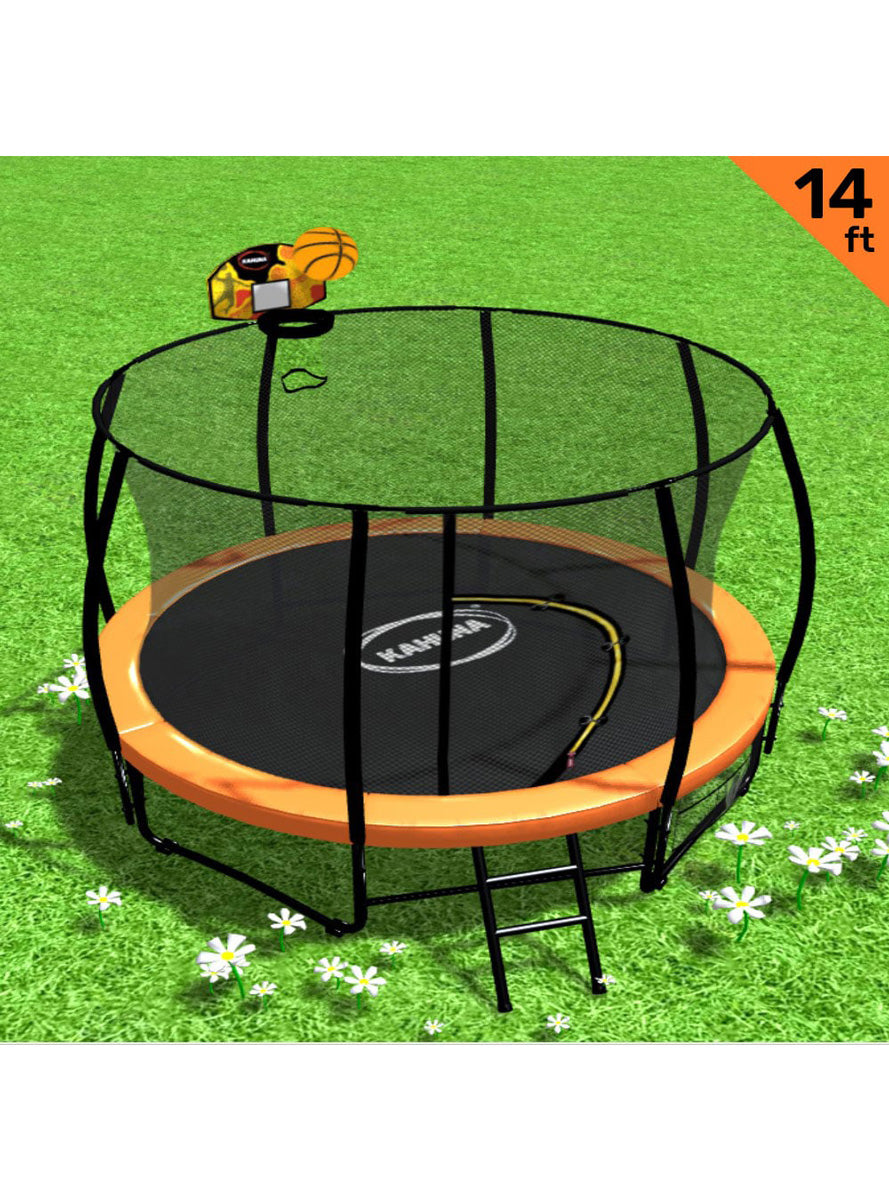 14 Foot Round Trampoline With Basketball Hoop And Safety Net - Alternate Image