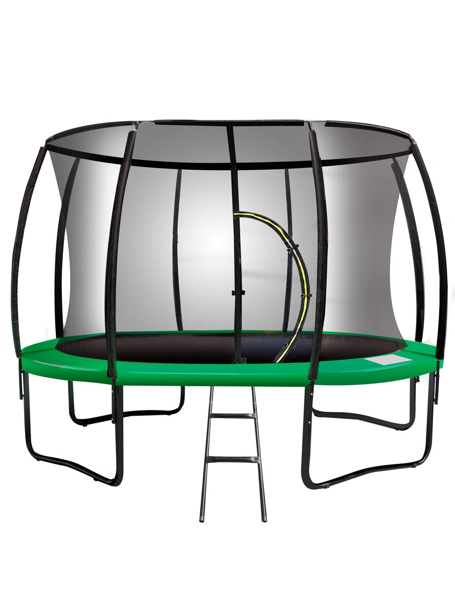 14 Foot Round Trampoline With Green Padding And Safety Net - Main Image