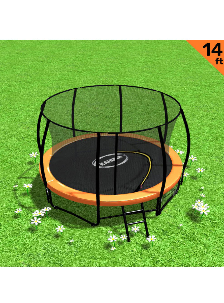 14 Foot Round Trampoline With Orange Padding And Safety Net - Alternate Image