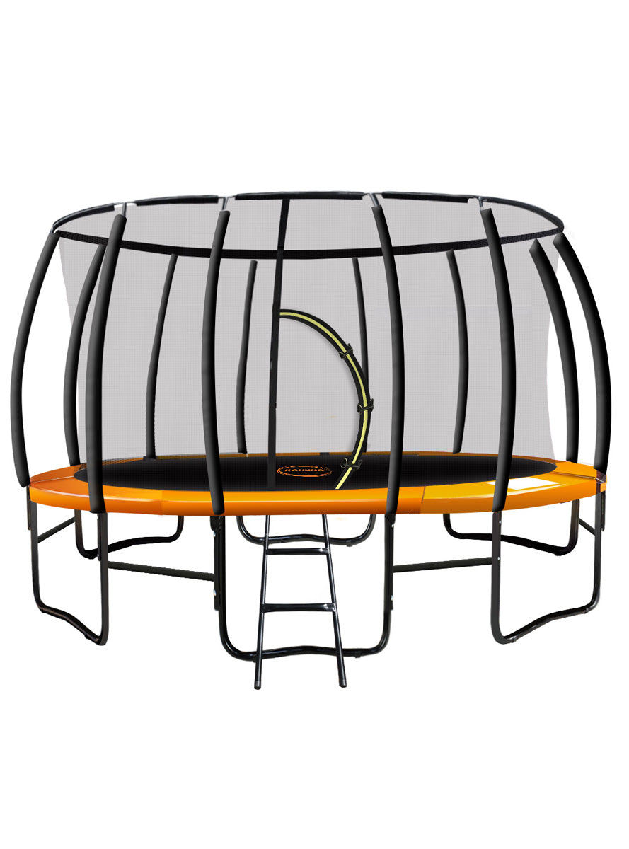 14 Foot Round Trampoline With Orange Padding And Safety Net - Main Image