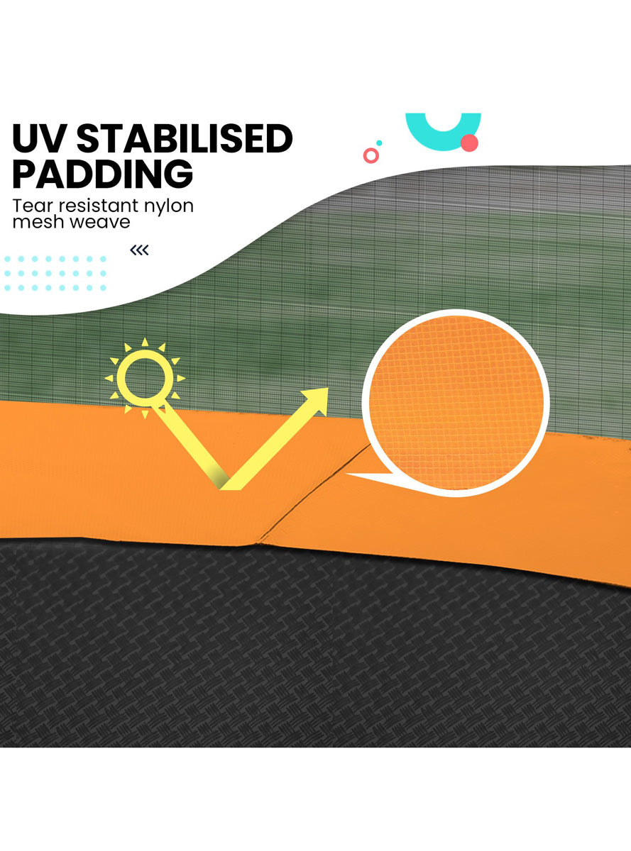 Kahuna 14ft Round Springless Trampoline with Safety Net and Orange Padding Info Image 4