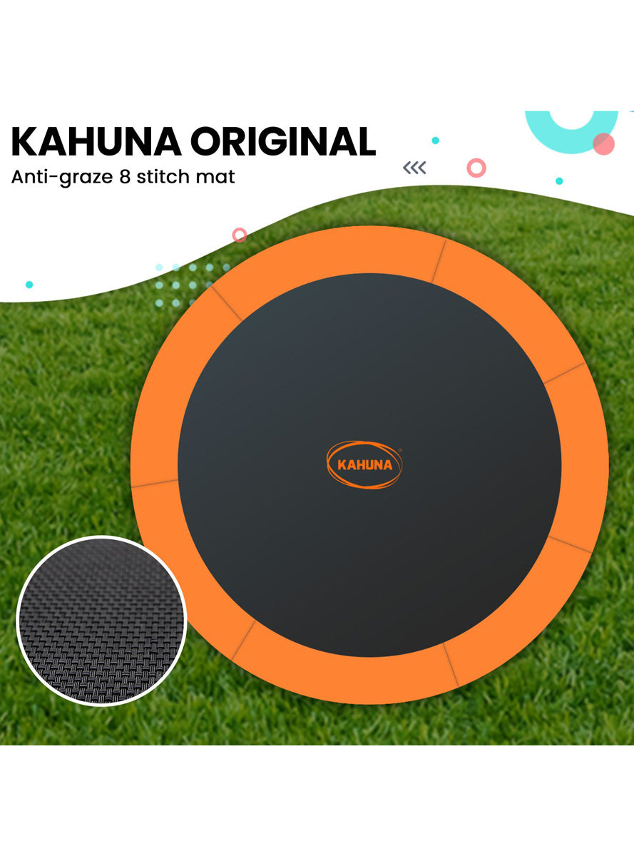 Kahuna 14ft Round Springless Trampoline with Safety Net Orange Padding Basketball Hoop Info Image 3