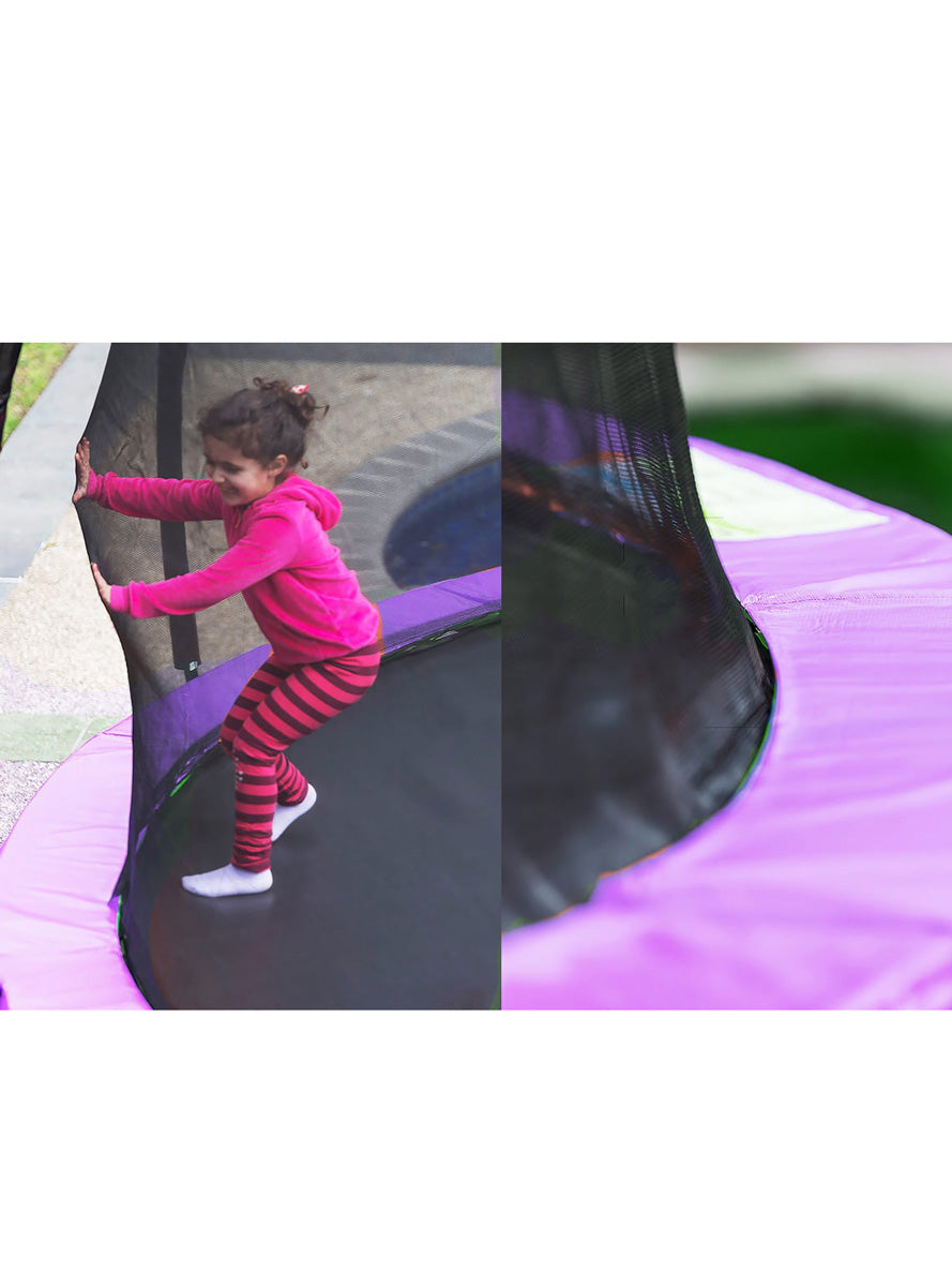 Kahuna 14ft round trampoline with purple padding, safety net and basketball hoop - alternate image