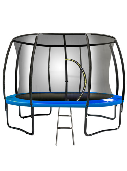 Kahuna 16ft round trampoline with blue padding and safety net - main image