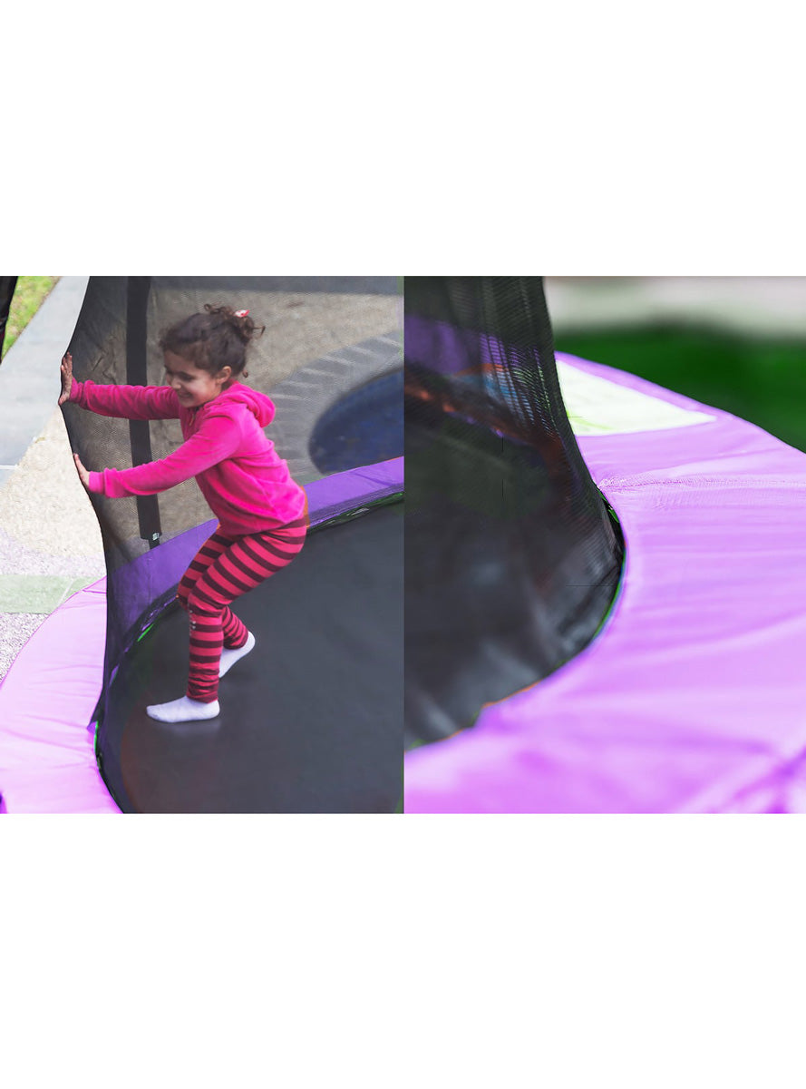 Kahuna 16ft round trampoline with purple padding and safety net - alternate image