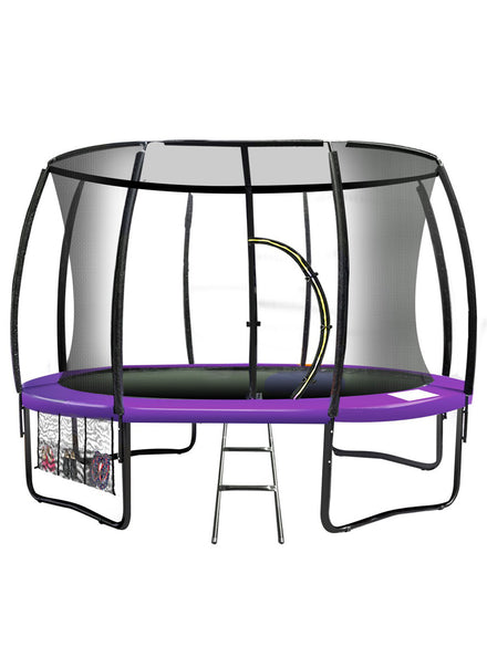 Kahuna 16ft round trampoline with purple padding and safety net - main image