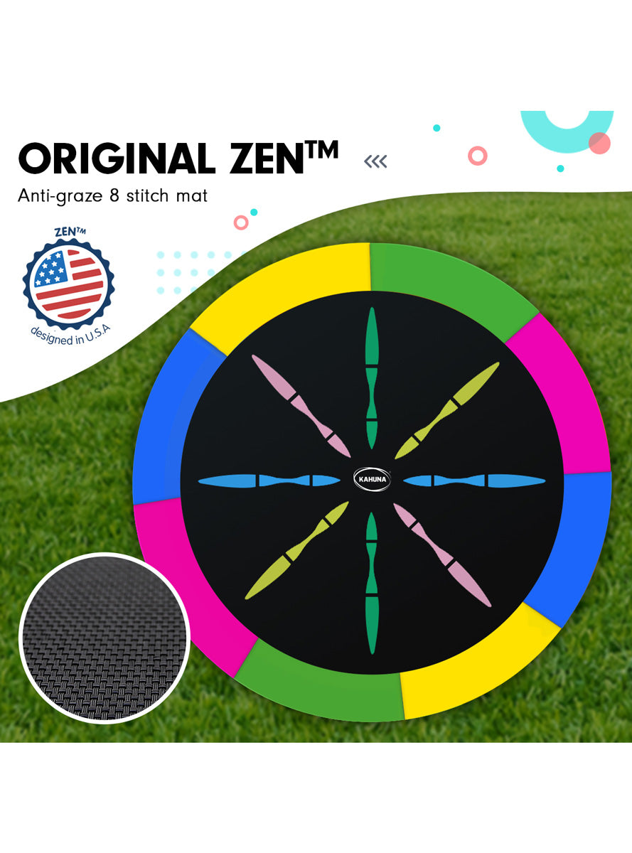 Kahuna 16ft round trampoline with rainbow padding and safety net - info image 2