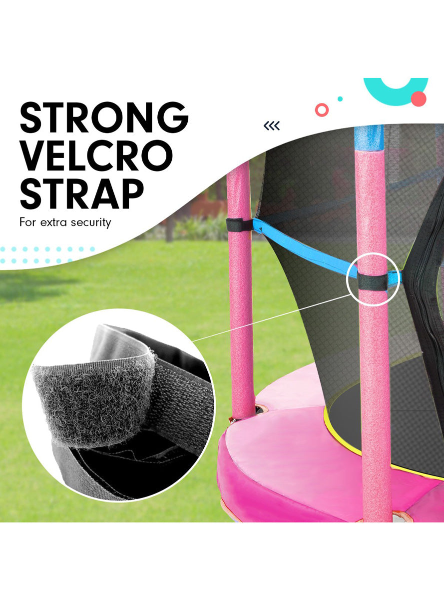 Kahuna 4ft round trampoline with blue and pink padding, safety net and spring pad - info image 4