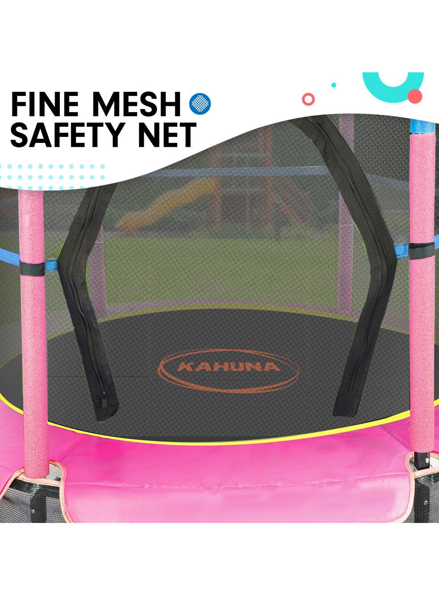 Kahuna 4ft round trampoline with blue and pink padding, safety net and spring pad - info image 6