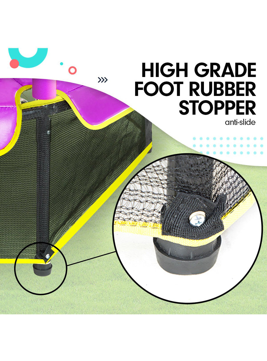 Kahuna 4ft round trampoline with blue and purple padding, safety net and spring pad - info image 5