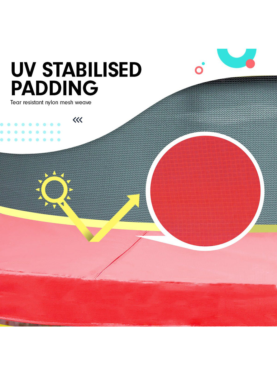 Kahuna 4ft round trampoline with red and blue padding and safety net - info image 3