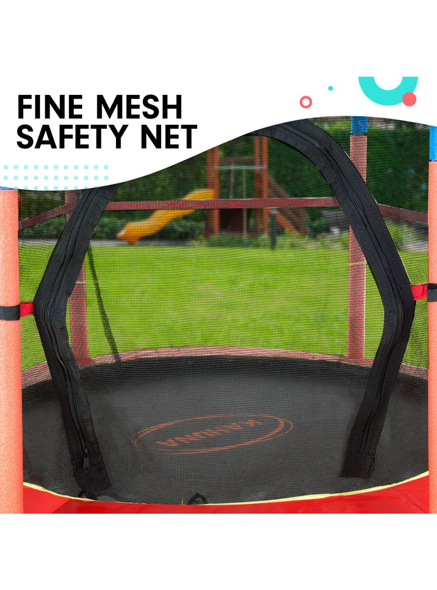 Kahuna 4ft round trampoline with red and blue padding and safety net - info image 5