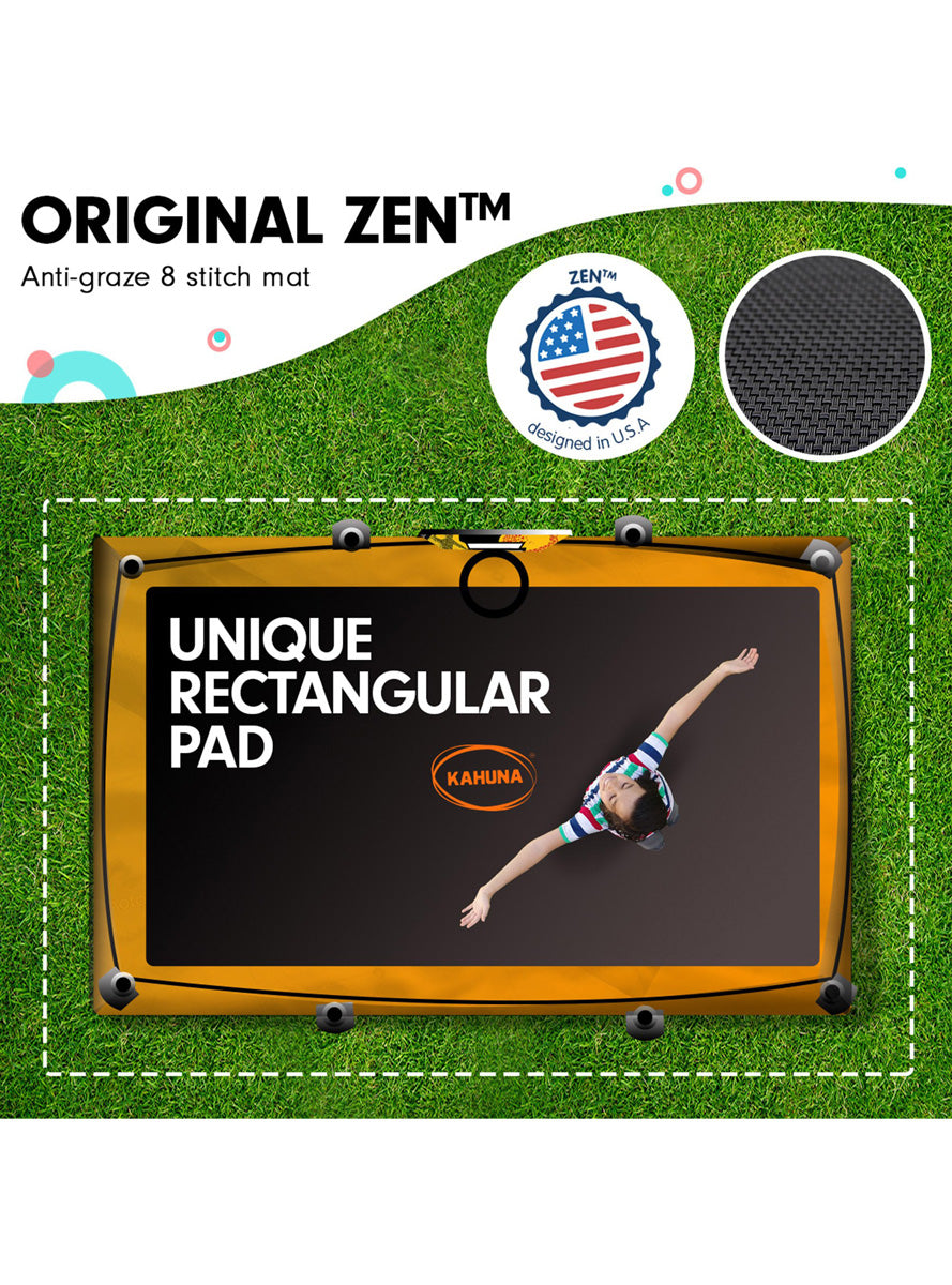 Kahuna 6ft by 9ft rectangular trampoline with basketball hoop, safety net and orange padding - info image 2