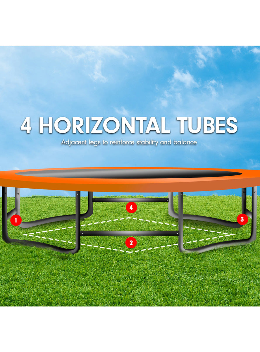 Kahuna 6ft by 9ft rectangular trampoline with safety net and orange padding - info image 8