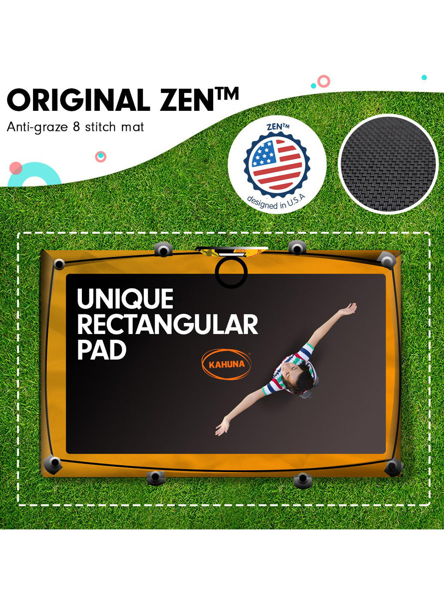 Kahuna 8ft by 11ft rectangular trampoline with basketball hoop, safety net and orange padding - info image 1