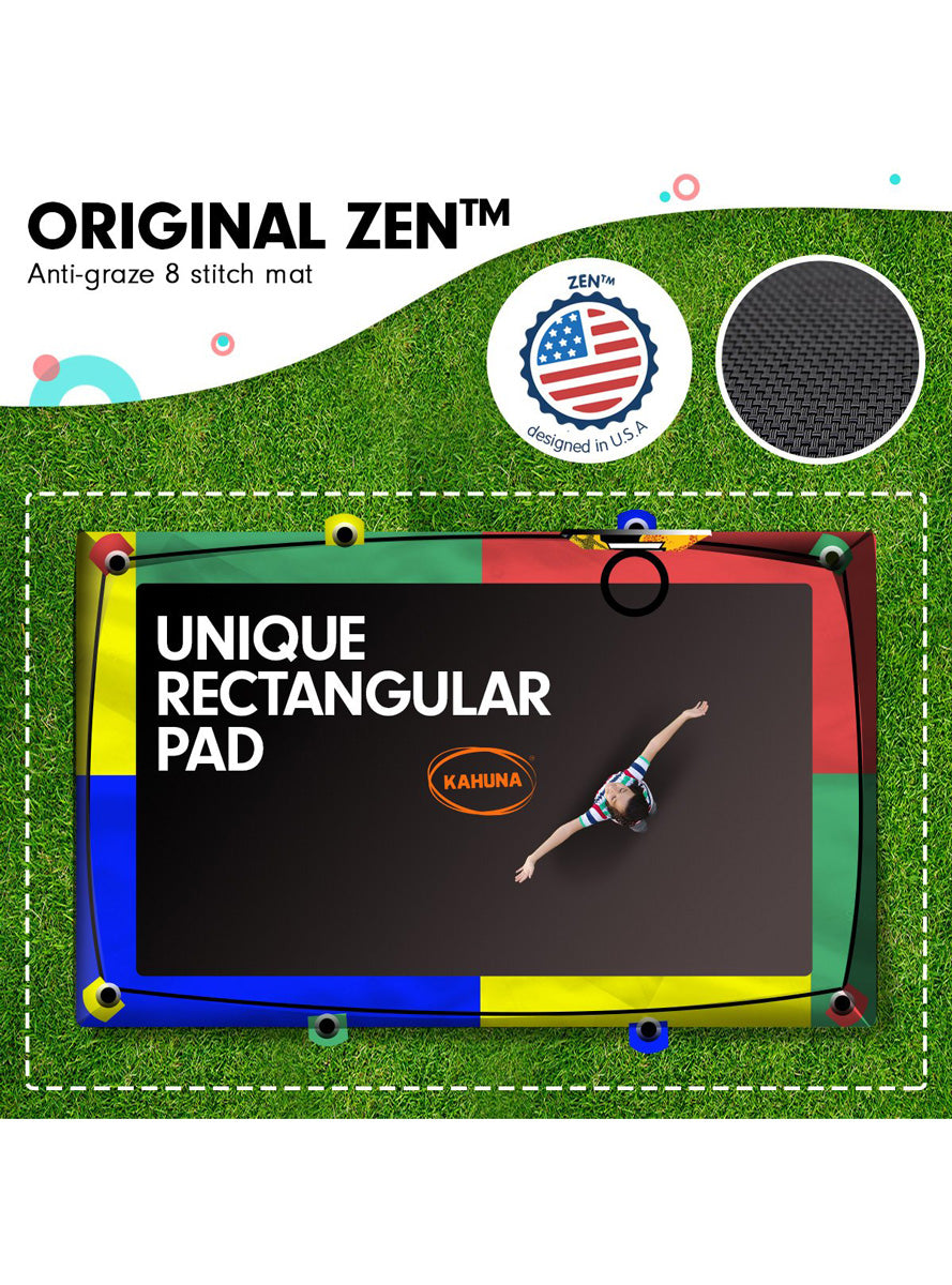 Kahuna 8ft by 11ft rectangular trampoline with basketball hoop, safety net and rainbow padding - info image 3