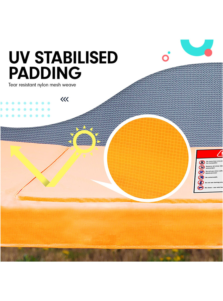Kahuna 8ft by 11ft rectangular trampoline with net and orange padding - info image 3