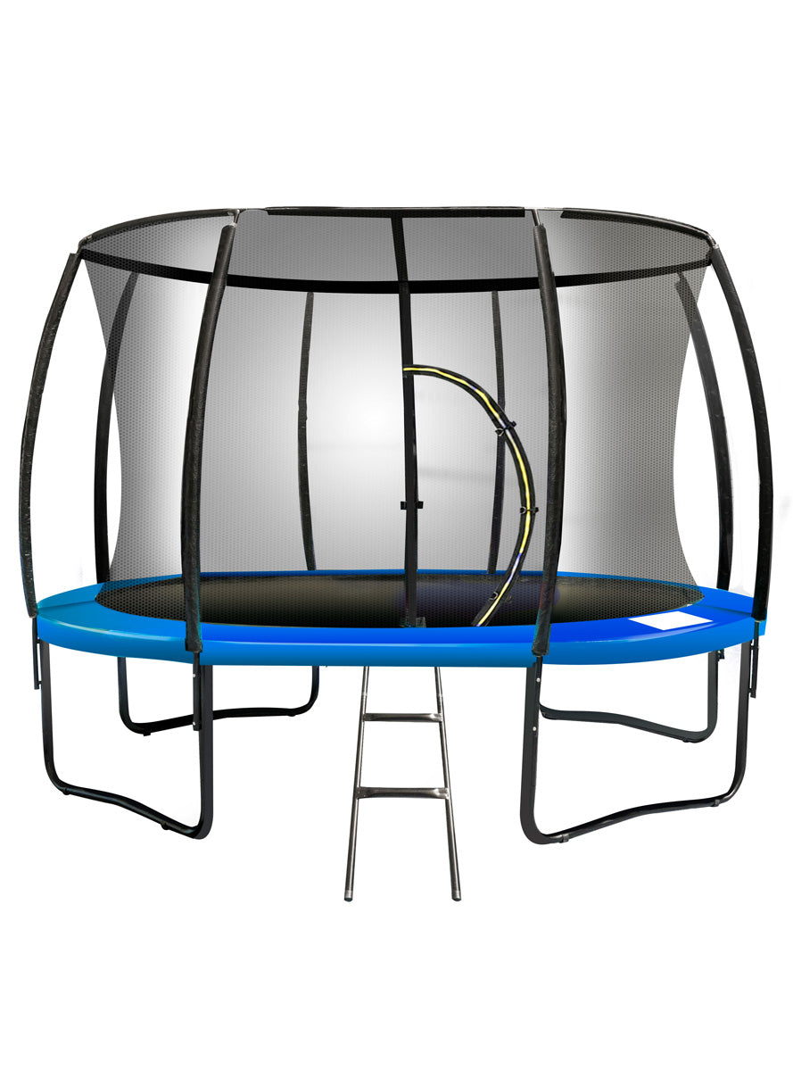 Kahuna 8ft round trampoline with blue padding and safety net - main image