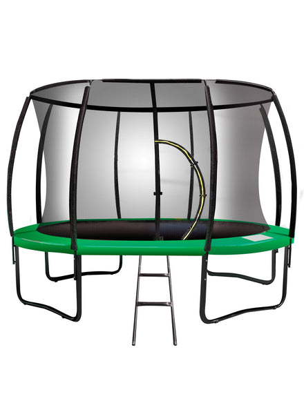 Kahuna 8ft round trampoline with green padding and safety net - main image