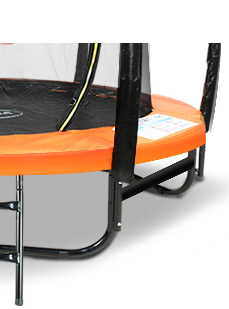 Kahuna 8ft round trampoline with orange padding and safety net - bars image