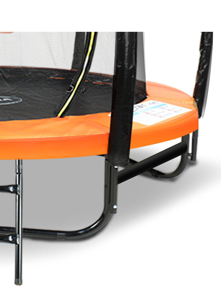 Kahuna 8ft round trampoline with orange padding, safety net and basketball hoop - bars image