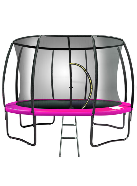 Kahuna 8ft round trampoline with pink padding and safety net - main image