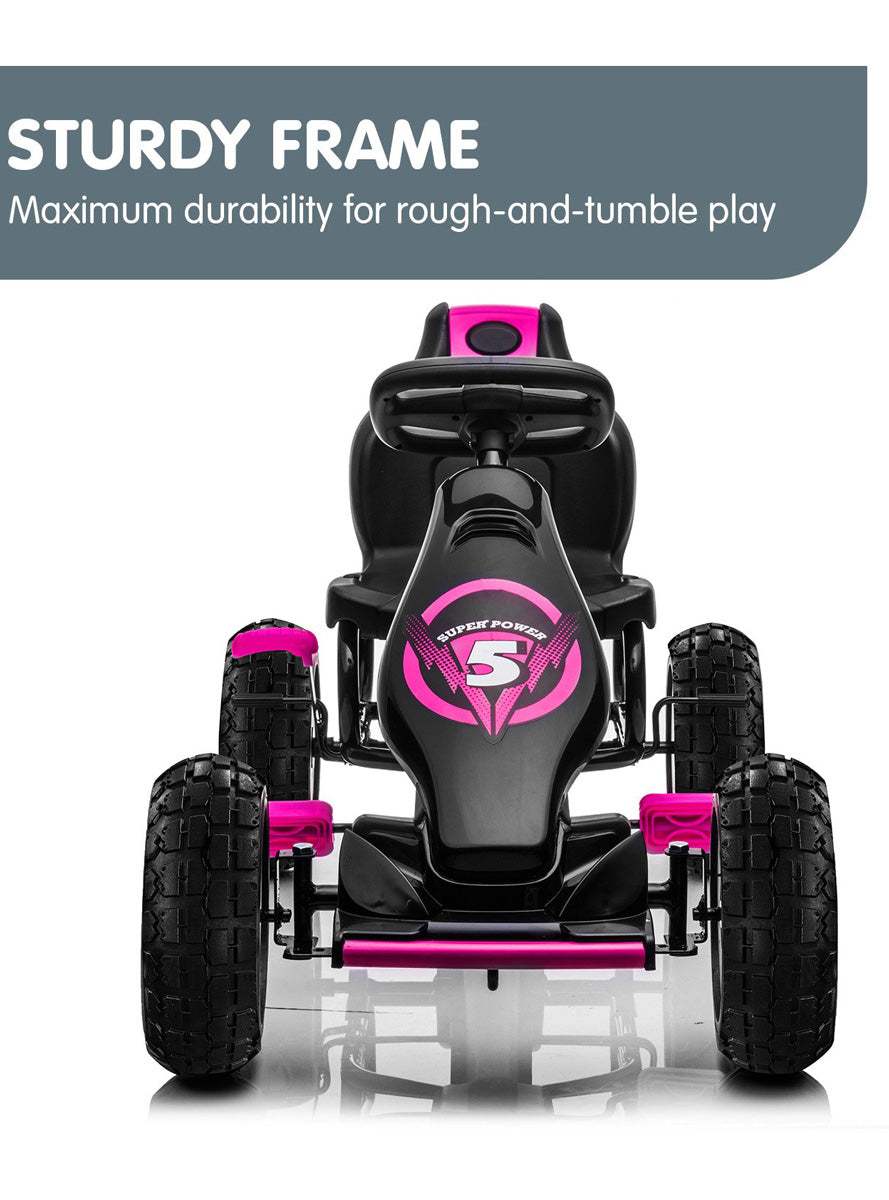Kids Ride On Pedal Go Kart Kahuna G18 Rose Pink - Info Image 2