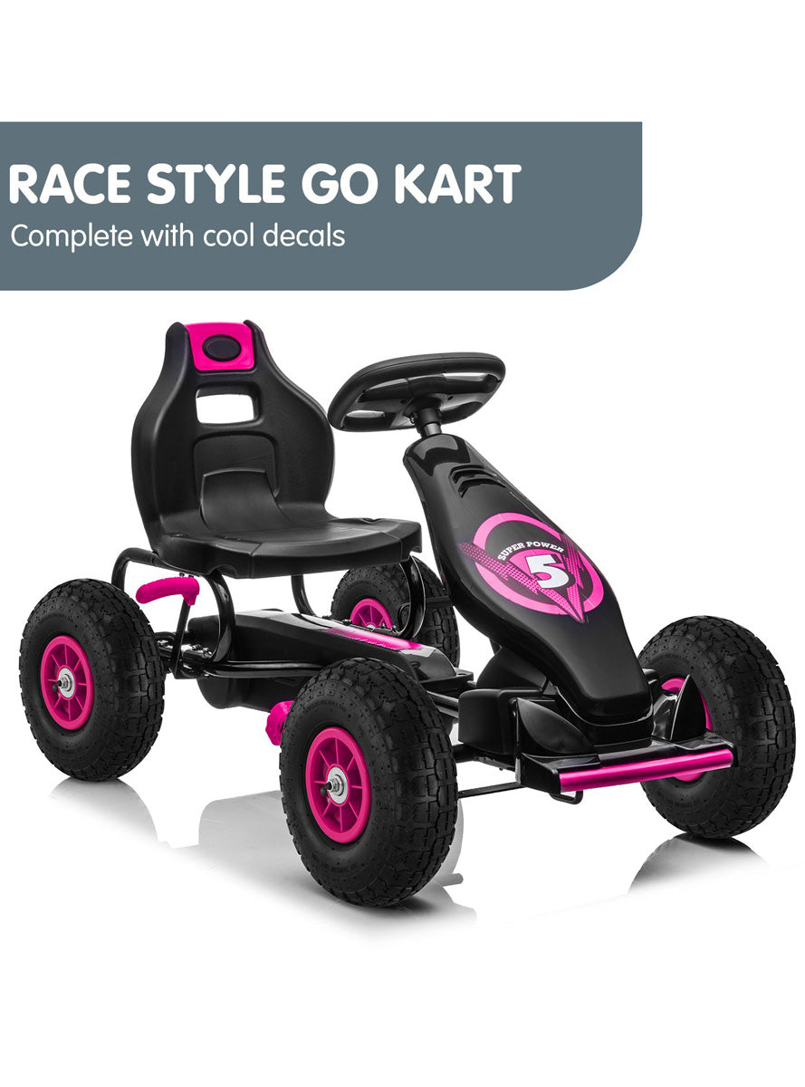 Kids Ride On Pedal Go Kart Kahuna G18 Rose Pink - Info Image 7