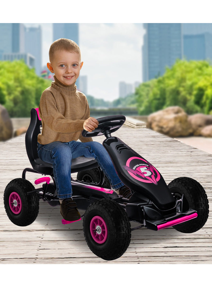 Kids Ride On Pedal Go Kart Kahuna G18 Rose Pink - Lifestyle Image 1