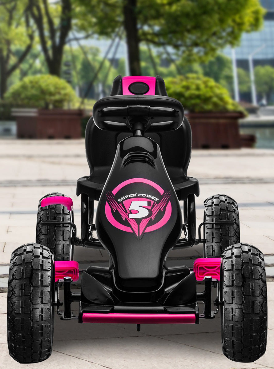 Kids Ride On Pedal Go Kart Kahuna G18 Rose Pink - Lifestyle Image 2