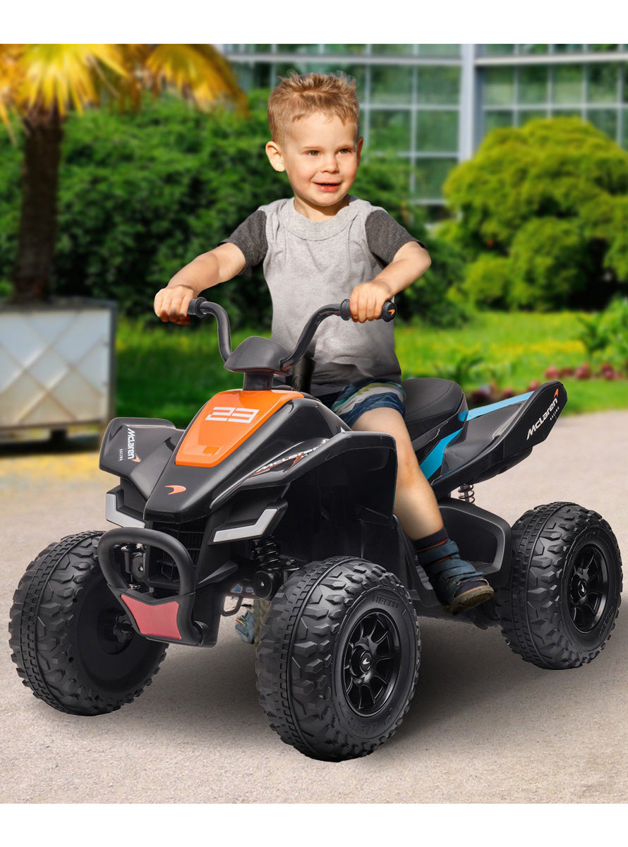 Kids Electric Ride On Quad Bike Kahuna McLaren MCL35 Black - Lifestyle Image 1