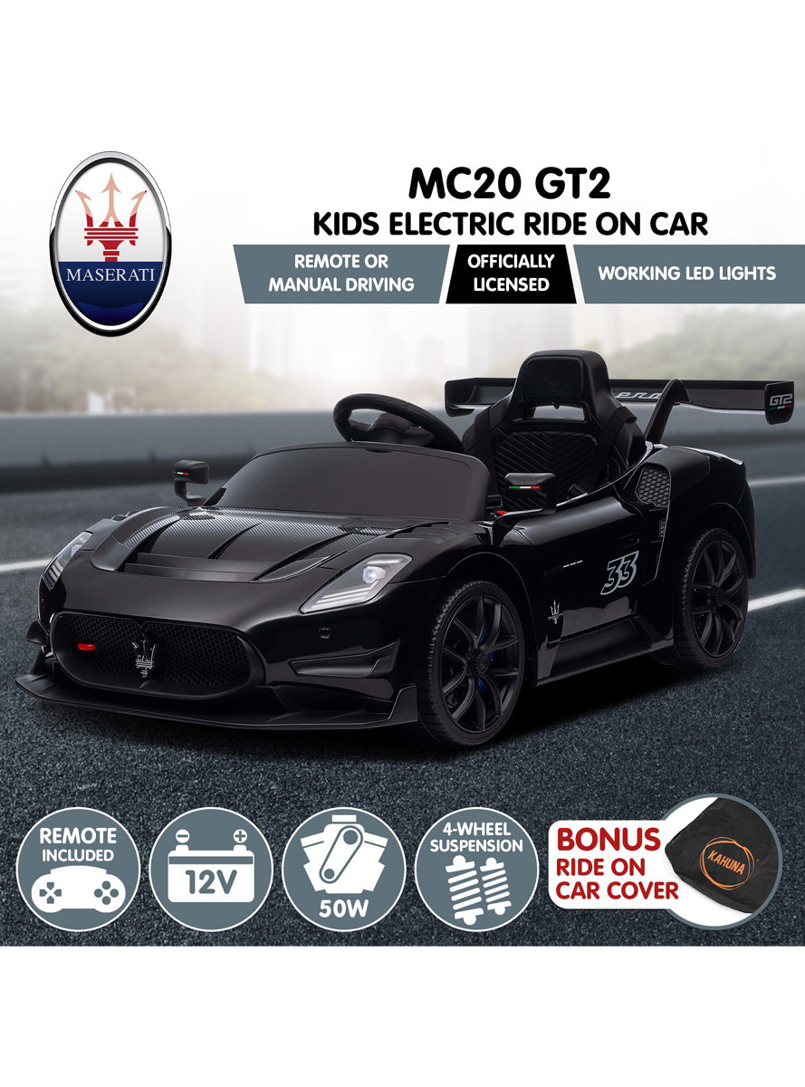 Kids Electric Ride On Car Kahuna Maserati MC20 GT2 Licensed Black - Info Image 5