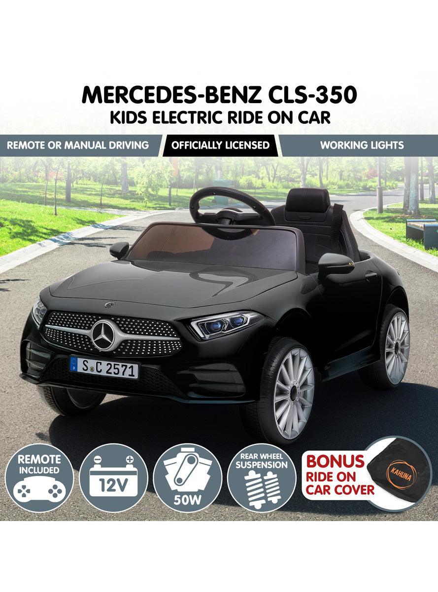 Kids Electric Ride On Car Kahuna Mercedes Benz CLS 350 Black Remote Controlled - Info Image 2