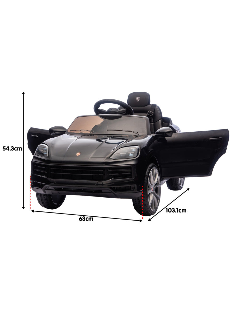 Kids Electric Ride On Car Kahuna Porsche Cayenne E Hybrid Coupe Licensed Black - Dimensions Image