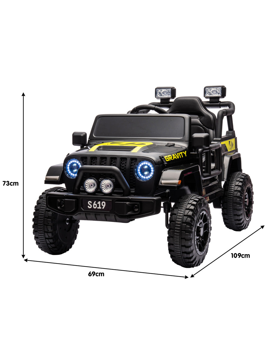 Kids Electric Ride On Car Kahuna S619 Gravity Black - Dimensions Image