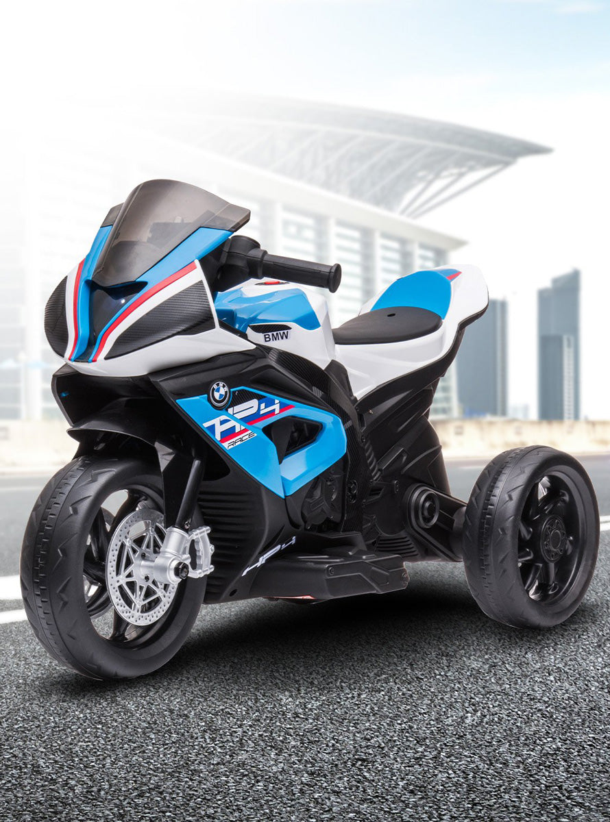 Kids Electric Ride On Motorbike Kahuna BMW HP4 Blue - Lifestyle Image 2
