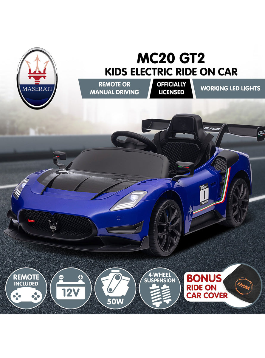 Kids Electric Ride On Car Kahuna Maserati MC20 GT2 Licensed Blue - Info Image 5